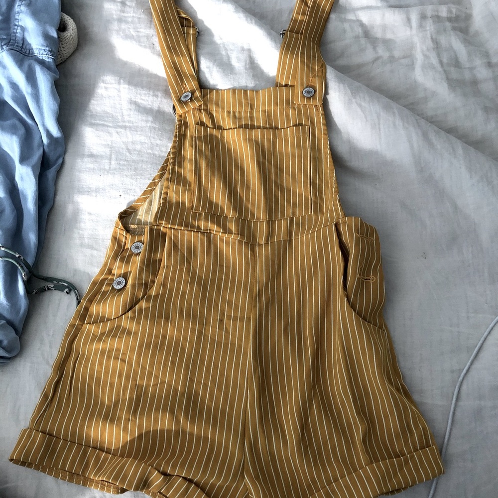 CUTE Shein Yellow Stripe Overall Romper